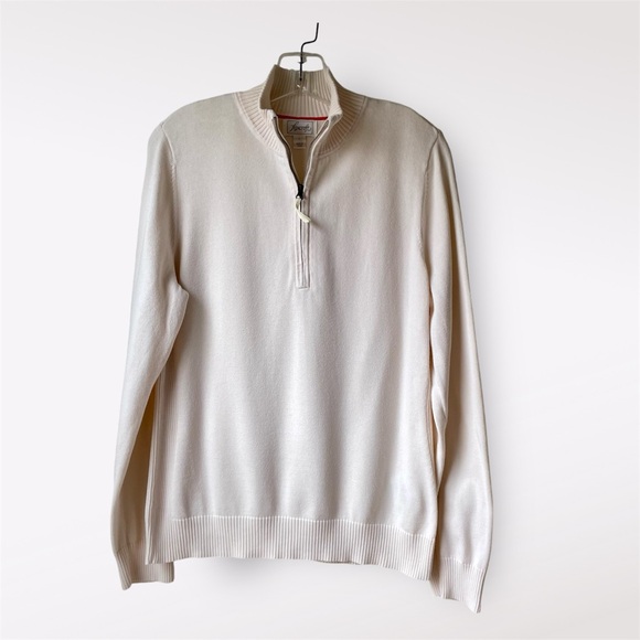 Foxcroft Women’s 100% Supima Cotton Quarter Zip Sweater Cream Size L - Picture 1 of 12